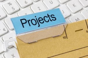 A brown file folder labeled with Projects
