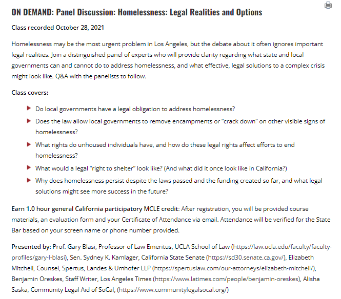 Homelessness-Legal Realities and Options