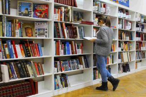 A college student in a library