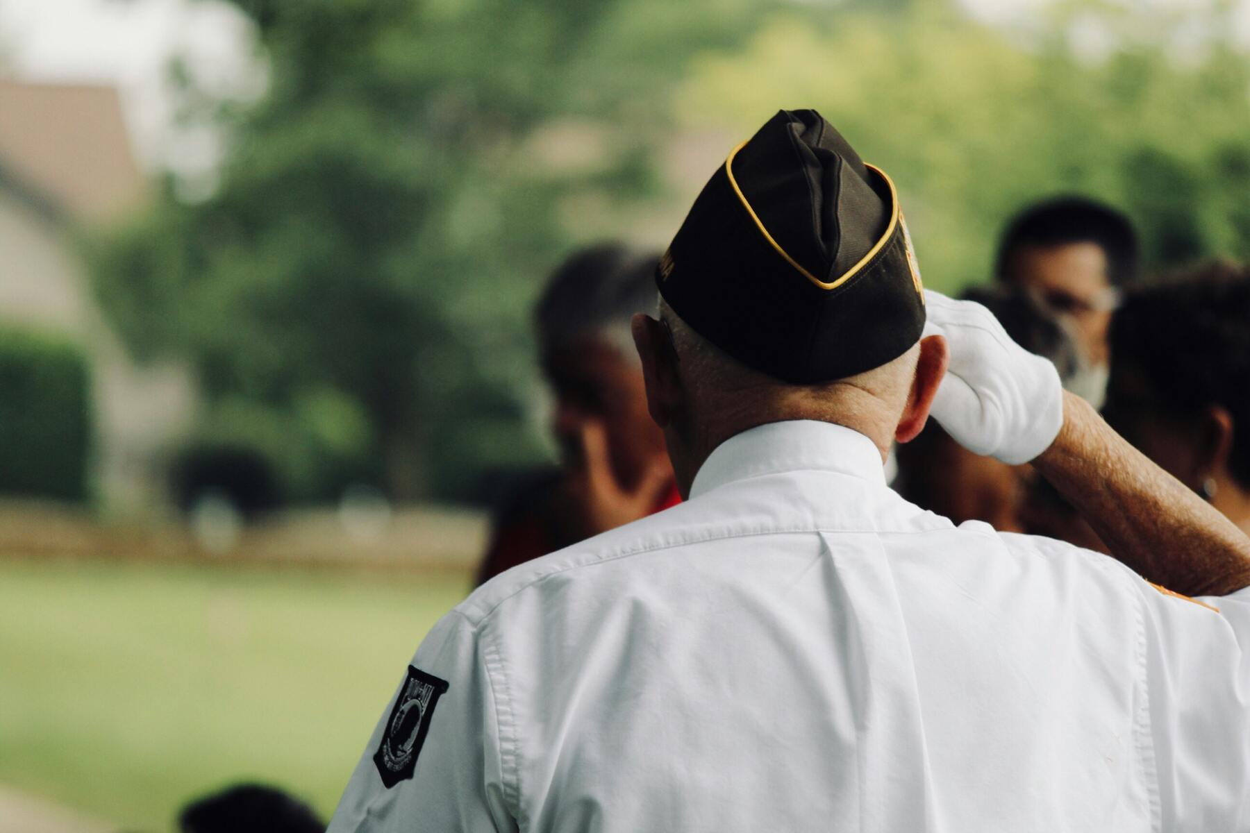 An old military paying respect