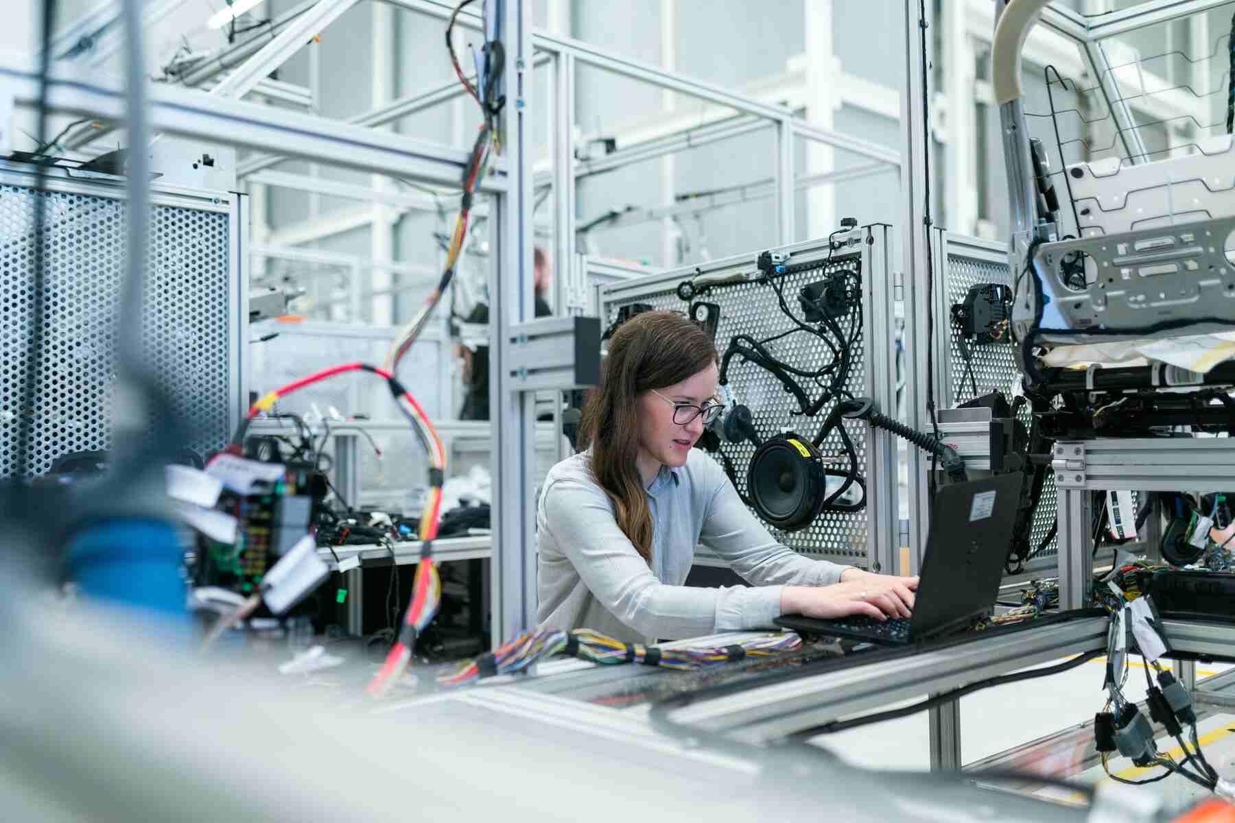 A software engineer working in front of her laptop