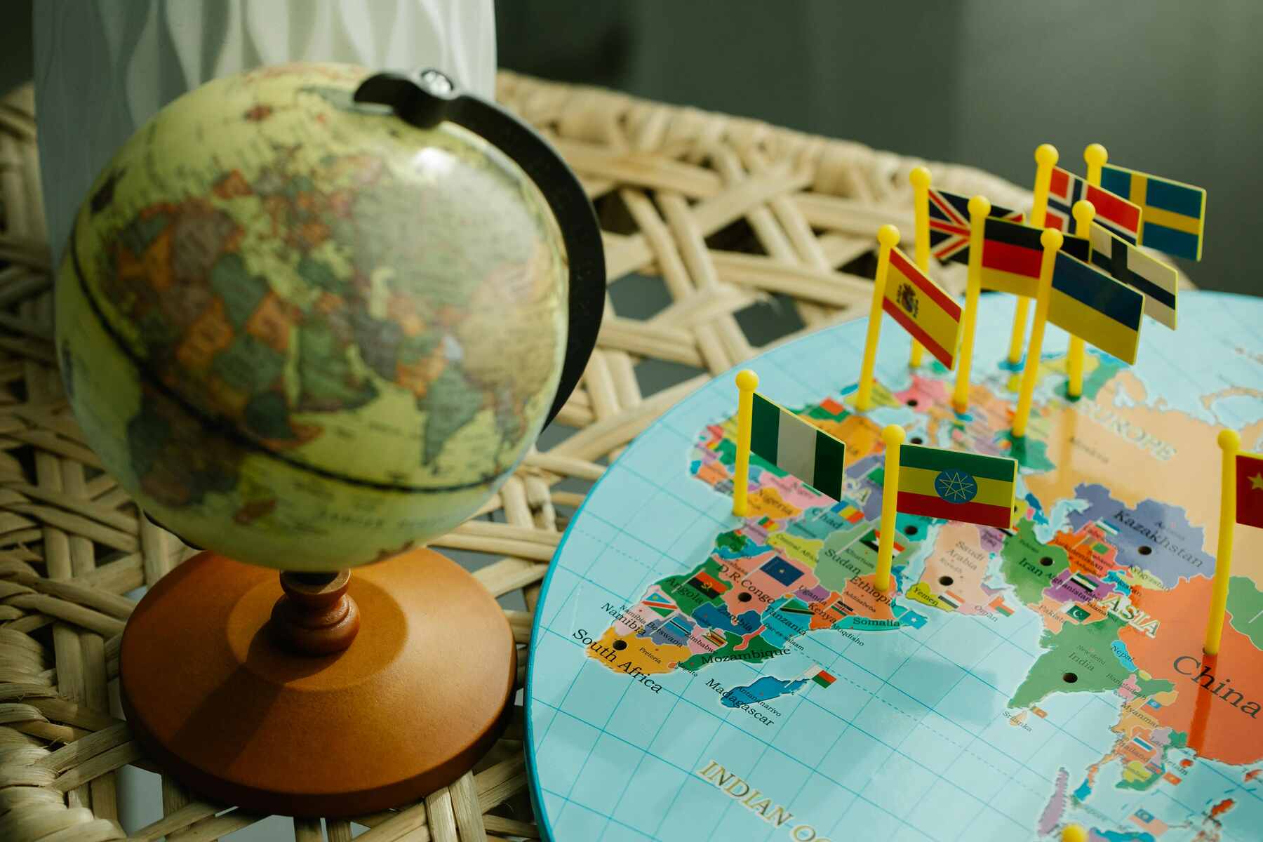 A map and a globe