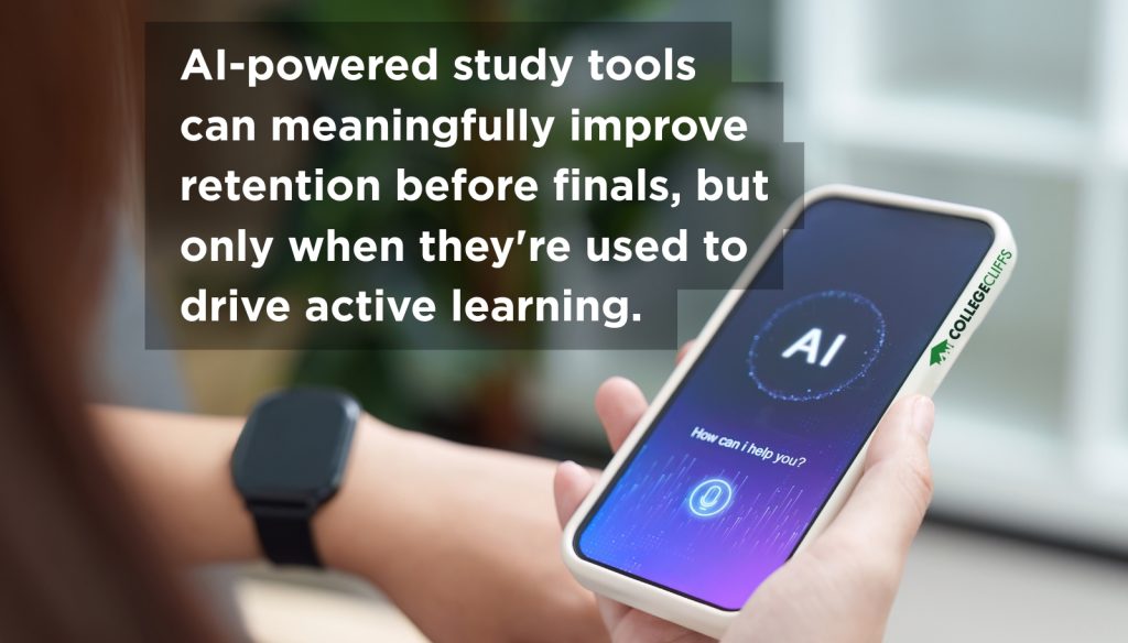 AI study tool on phone used by a college student