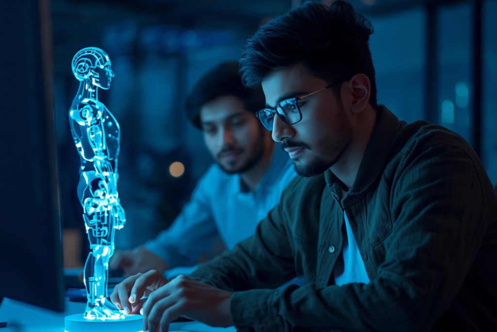 college students and AI concept for writing assignments